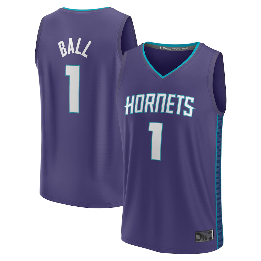 Tlead C.Hornets #1 LaMelo Ball  Purple Fast Break Replica Player Jerseys - Statement Edition