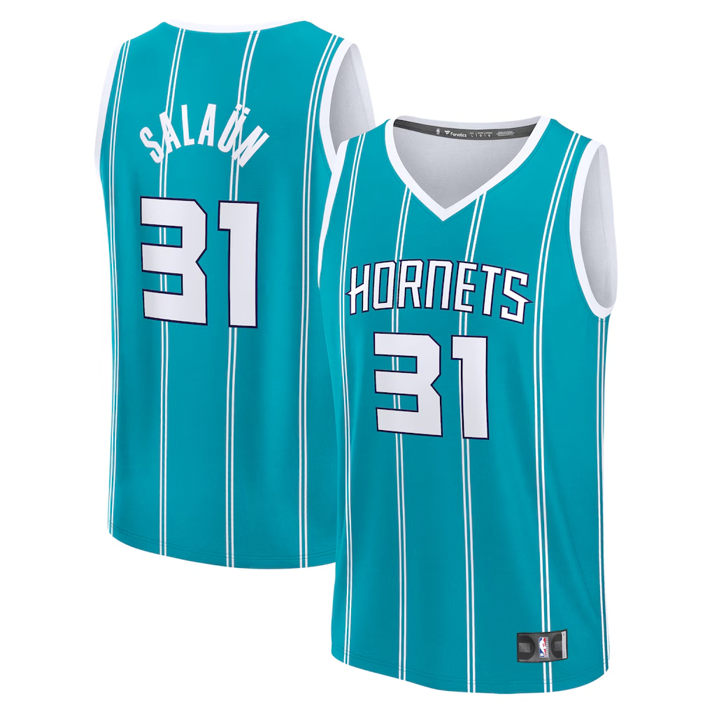 Tlead C.Hornets #31 Tidjane Salaun  Teal 2024  Draft Fast Break Player Jerseys - Icon Edition