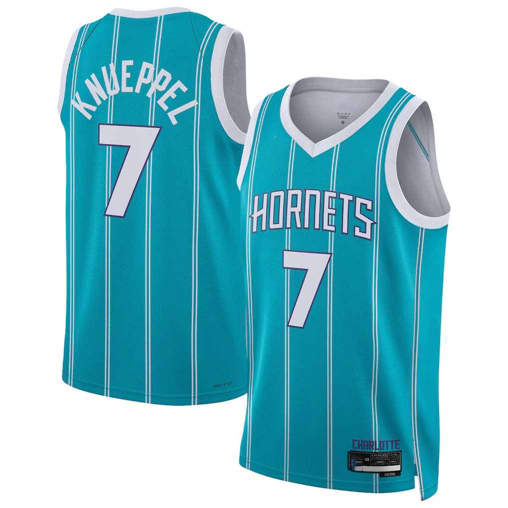 Tlead C.Hornets #7 Kon Knueppel  Teal Swingman Jerseys - Icon Edition