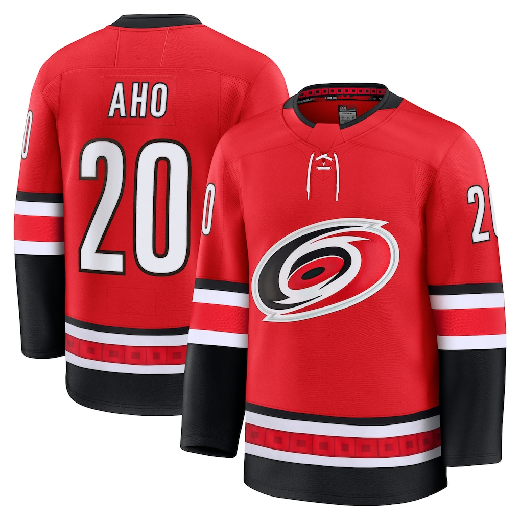 Tlead C.Hurricanes #20 Sebastian Aho Red Alternate Premium Stitched Jerseys