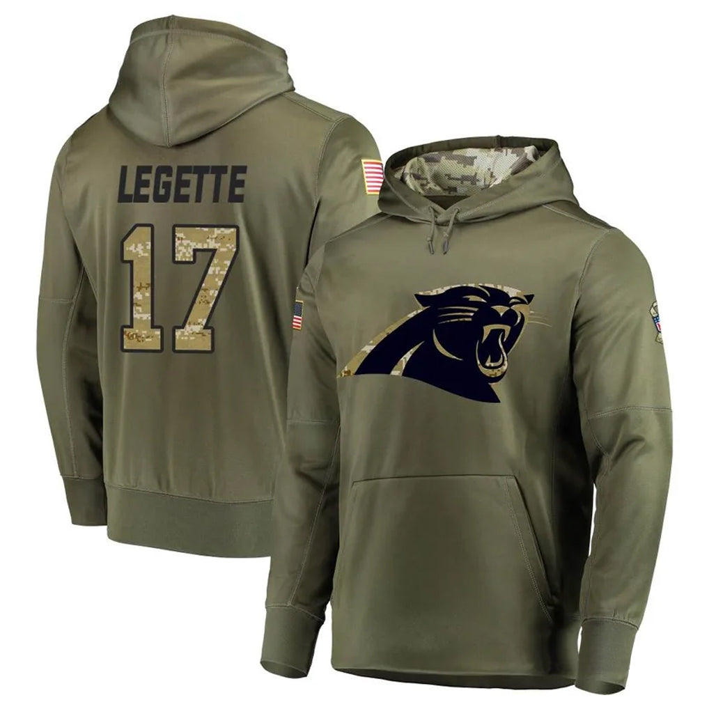 Tlead C.Panthers #17 Xavier Legette Player Olive Salute to Service Limited Hoodies Stitched Jerseys