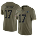 Tlead C.Panthers #17 Xavier Legette Player Salute To Service Olive Stitched Jerseys