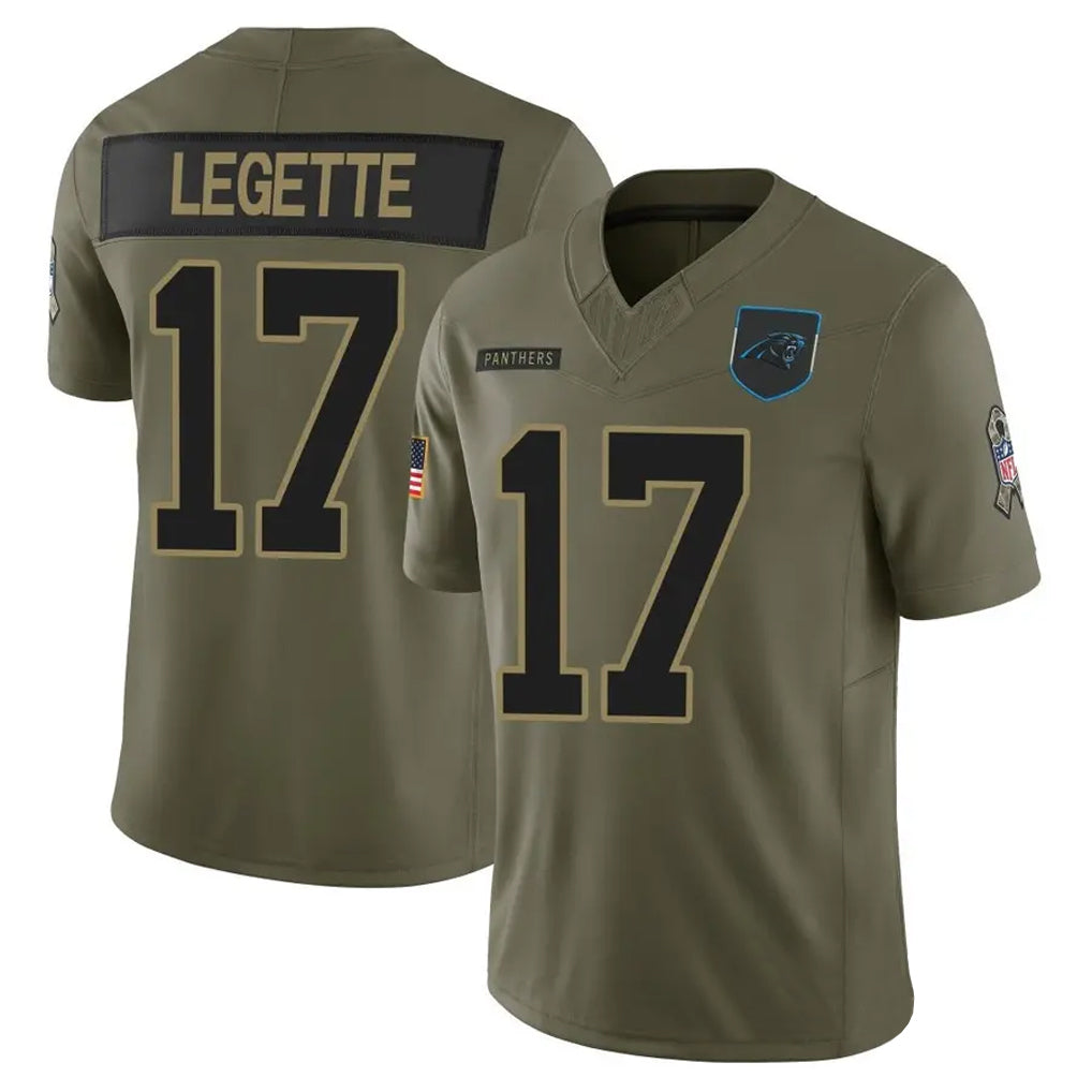 Tlead C.Panthers #17 Xavier Legette Player Salute To Service Olive Limited Stitched Jerseys