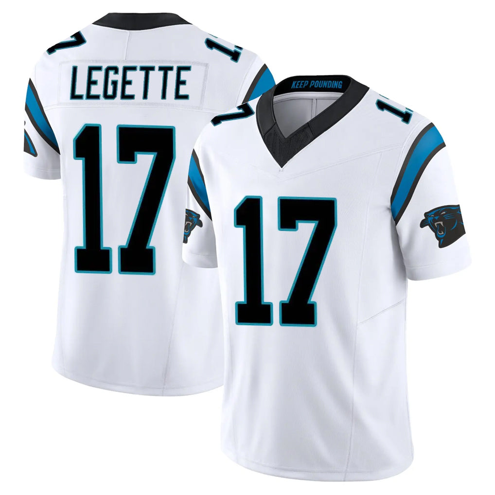 Tlead C.Panthers #17 Xavier Legette Player White Vapor F.U.S.E. Limited Home Game Stitched Jerseys