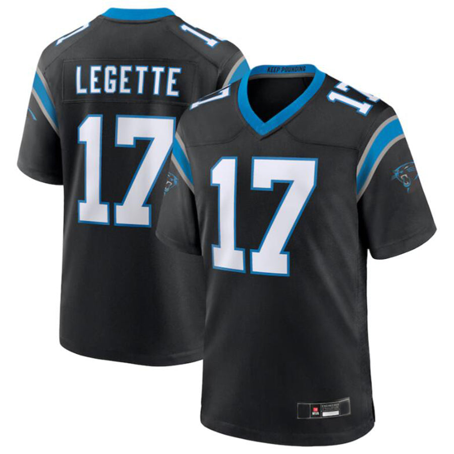 Tlead C.Panthers #17 Xavier Legette Black 2024 First Round Pick Game Player Jersey American Stitched  Jerseys
