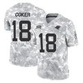 Tlead C.Panthers #18 Jalen Coker Player Arctic Camo Salute to Service Limited Game Stitched Jerseys