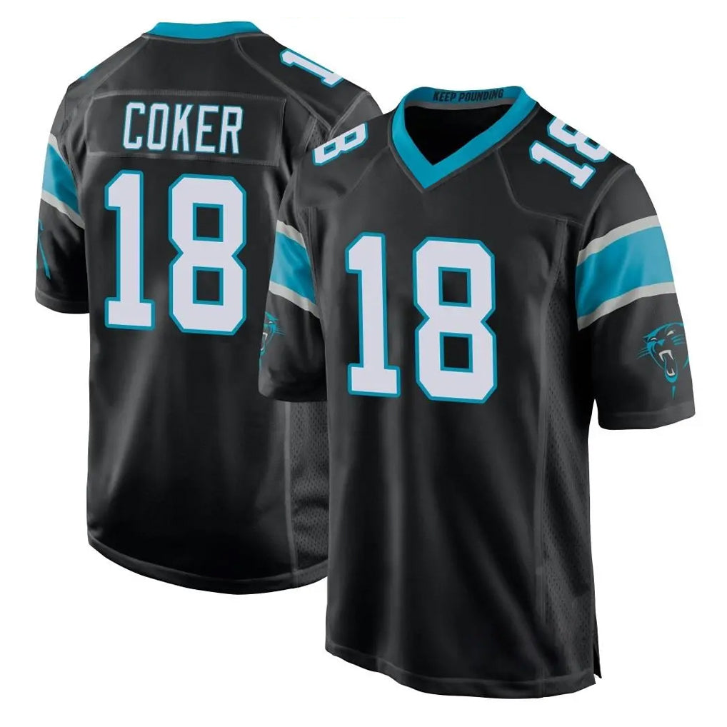 Tlead C.Panthers #18 Jalen Coker Player Black Game Stitched Jerseys