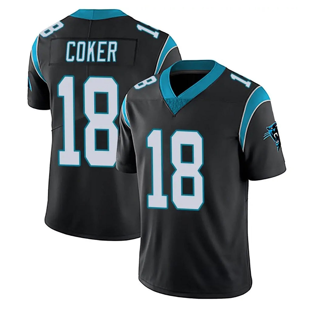 Tlead C.Panthers #18 Jalen Coker Player Black Vapor Untouchable Limited Game Stitched Jerseys