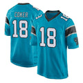 Tlead C.Panthers #18 Jalen Coker Player Blue Game Stitched Jerseys