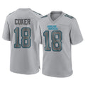 Tlead C.Panthers #18 Jalen Coker Player Gray Atmosphere Fashion Game Stitched Jerseys