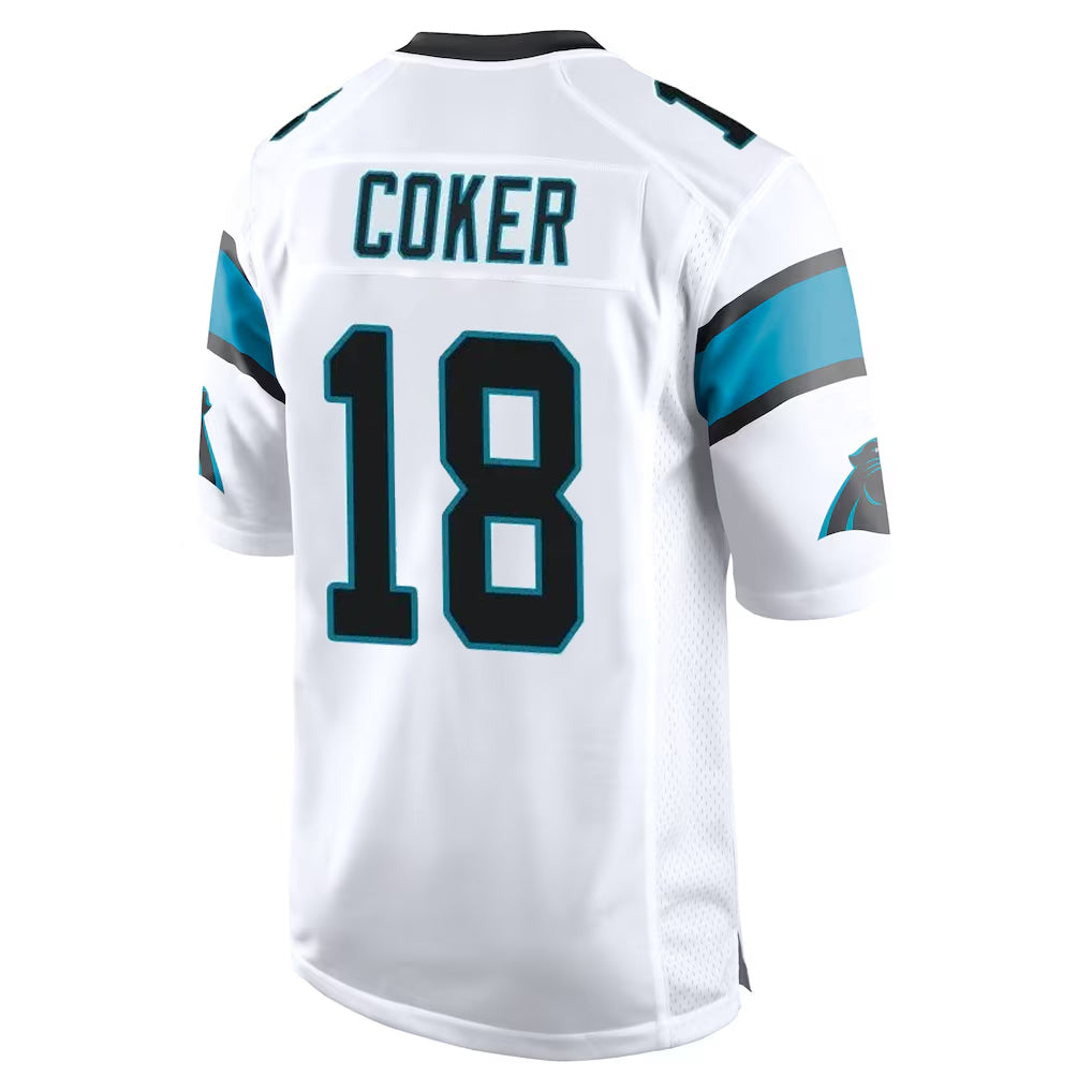 Tlead C.Panthers #18 Jalen Coker Player White Game Stitched Jerseys