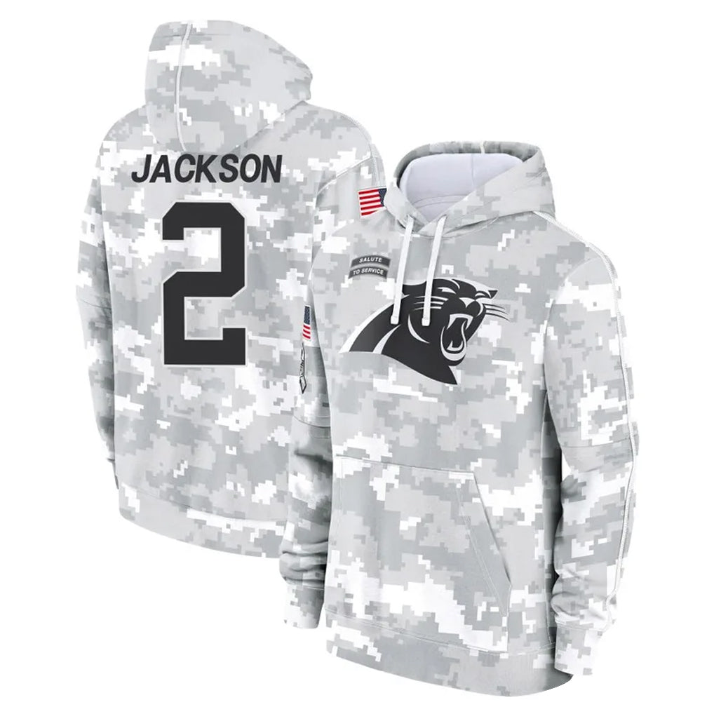 Tlead C.Panthers #2 Michael Jackson Player Arctic Camo Salute to Service Pullover Hoodies Limited Game Stitched Jerseys