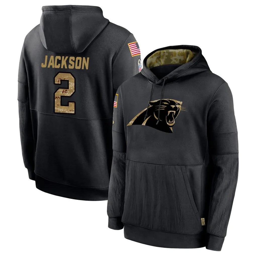 Tlead C.Panthers #2 Michael Jackson Player Black Salute to Service Pullover Hoodies Limited Game Stitched Jerseys