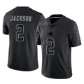 Tlead C.Panthers #2 Mike Jackson Player Black Limited Reflective Game Stitched Jerseys