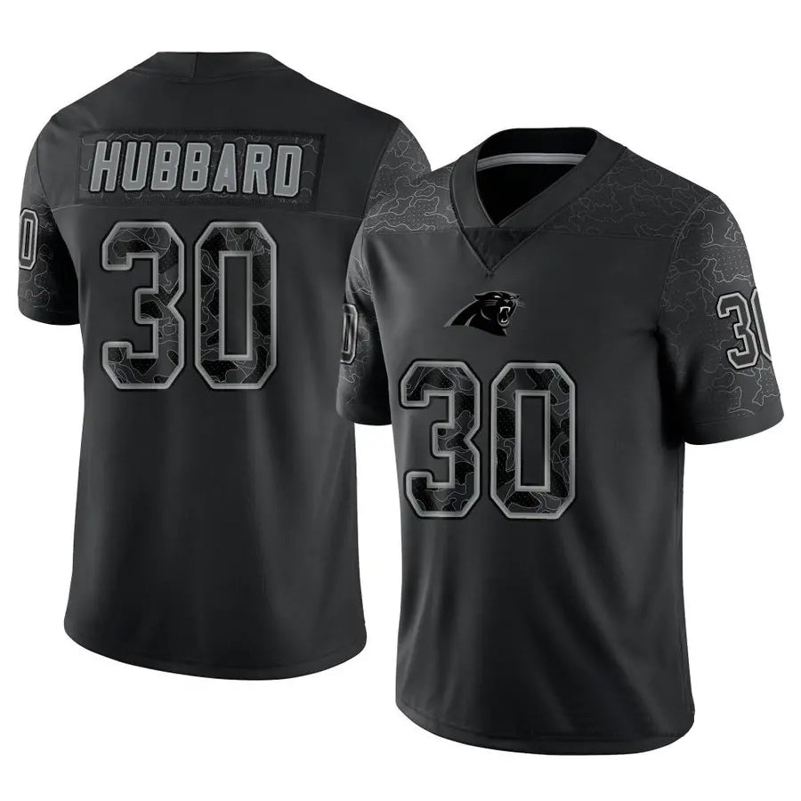 Tlead C.Panthers #30 Chuba Hubbard Player Black Limited Reflective Stitched Jerseys