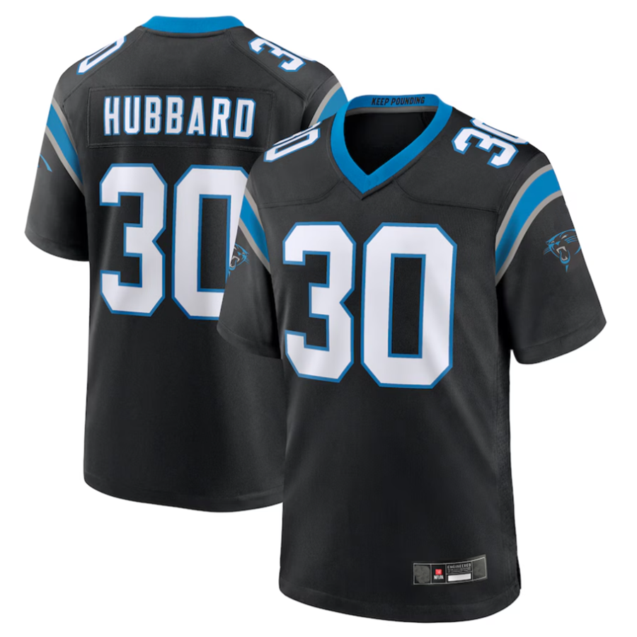 Tlead C.Panthers #30 Chuba Hubbard Player Black Team Game Stitched Jerseys