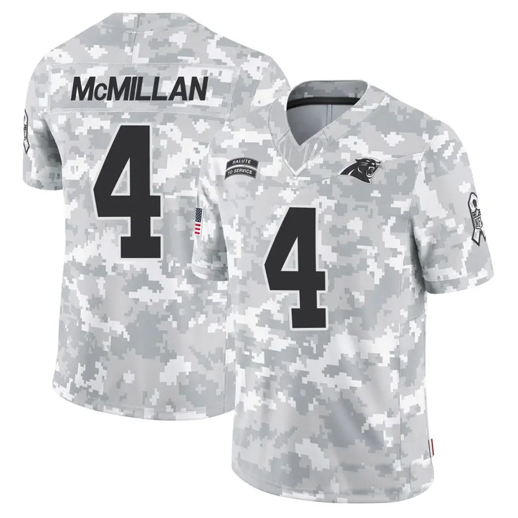 Tlead C.Panthers #4 Tetairoa McMillan Player Arctic Camo Salute to Service Limited  Stitched Jerseys