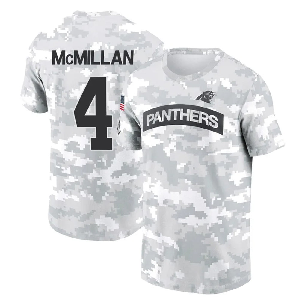 Tlead C.Panthers #4 Tetairoa McMillan Player Arctic Camo Salute to Service T-Shirt Hoodies Stitched Jerseys