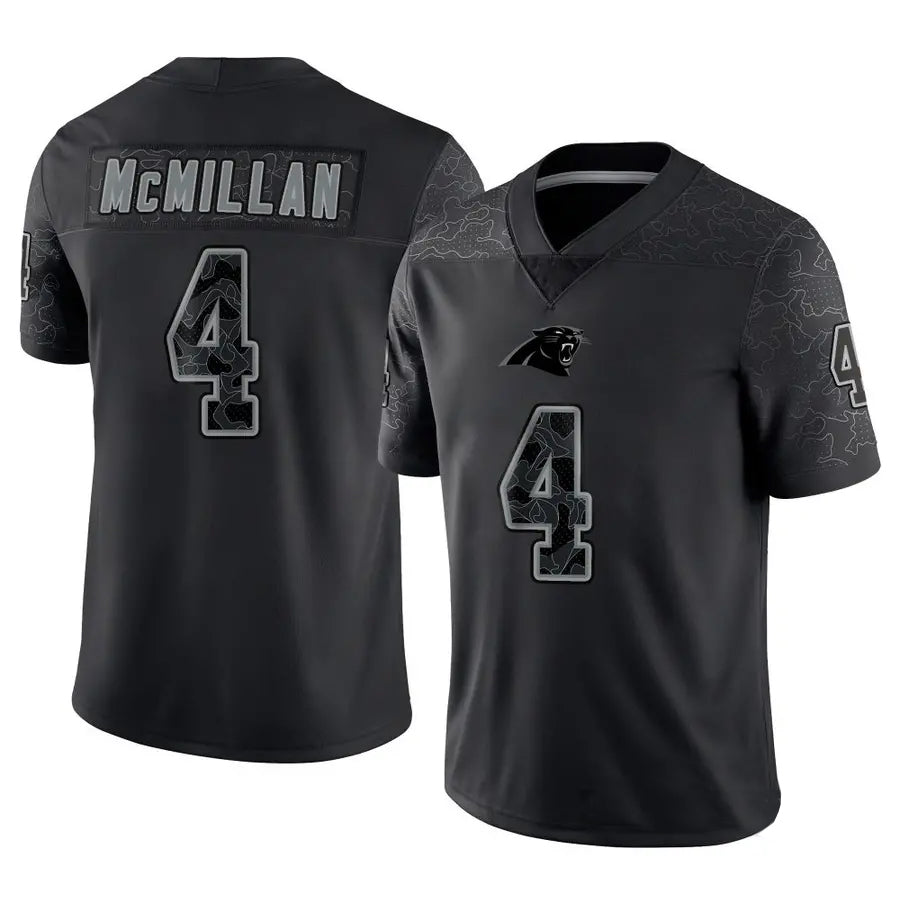 Tlead C.Panthers #4 Tetairoa McMillan Player Black REFLECTIVE Limited Stitched Jerseys