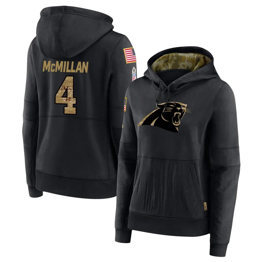 Tlead C.Panthers #4 Tetairoa McMillan Player Black Salute to Service Hoodies Stitched Jerseys