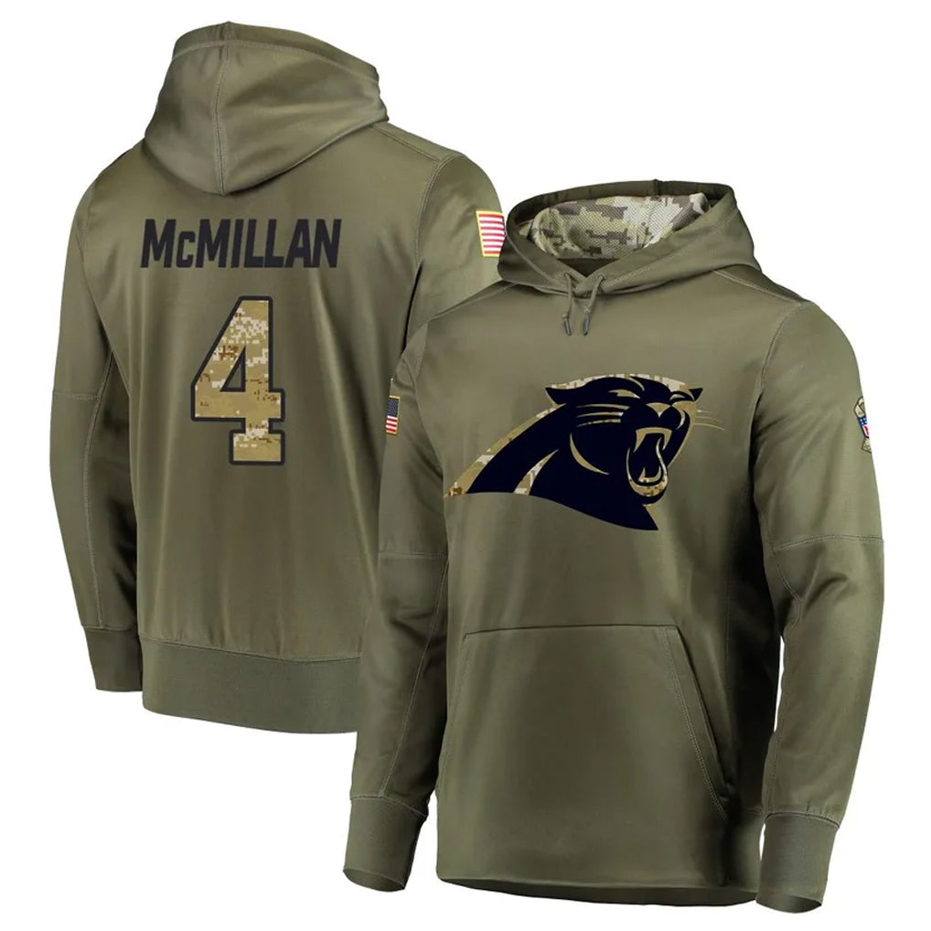 Tlead C.Panthers #4 Tetairoa McMillan Player Olive Salute to Service Limited Hoodies Stitched Jerseys