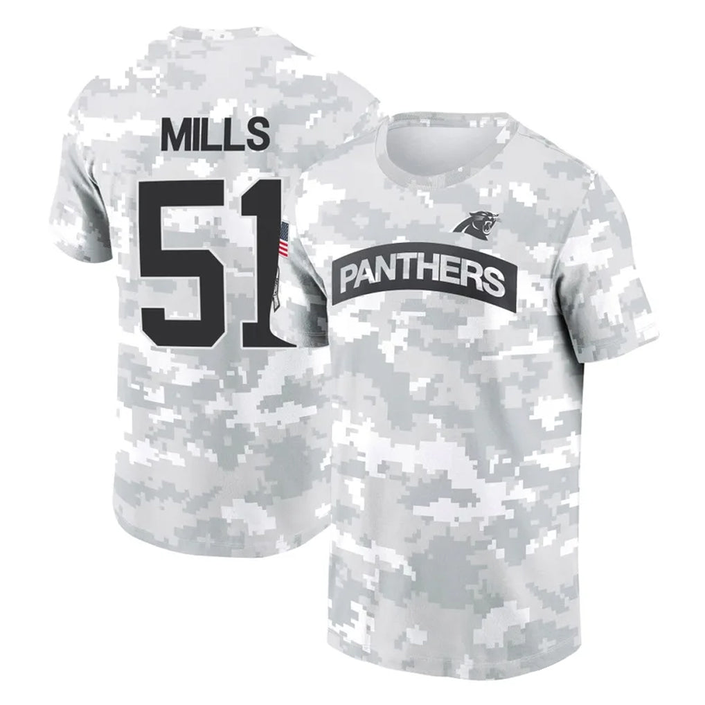 Tlead C.Panthers #51 Sam Mills Player Arctic Camo Salute to Service T-Shirt Hoodies Stitched Jerseys