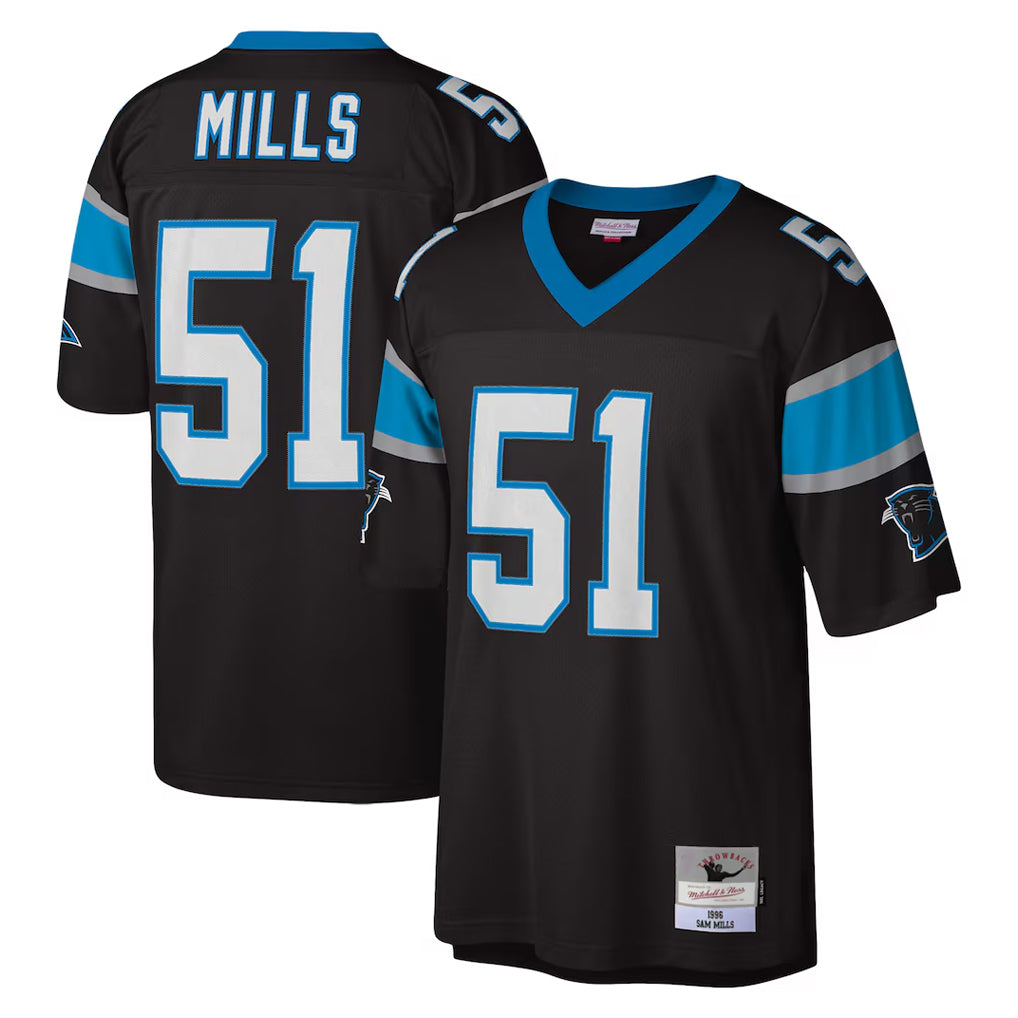 Tlead C.Panthers #51 Sam Mills Player Black Mitchell & Ness Legacy Replica Stitched Jerseys
