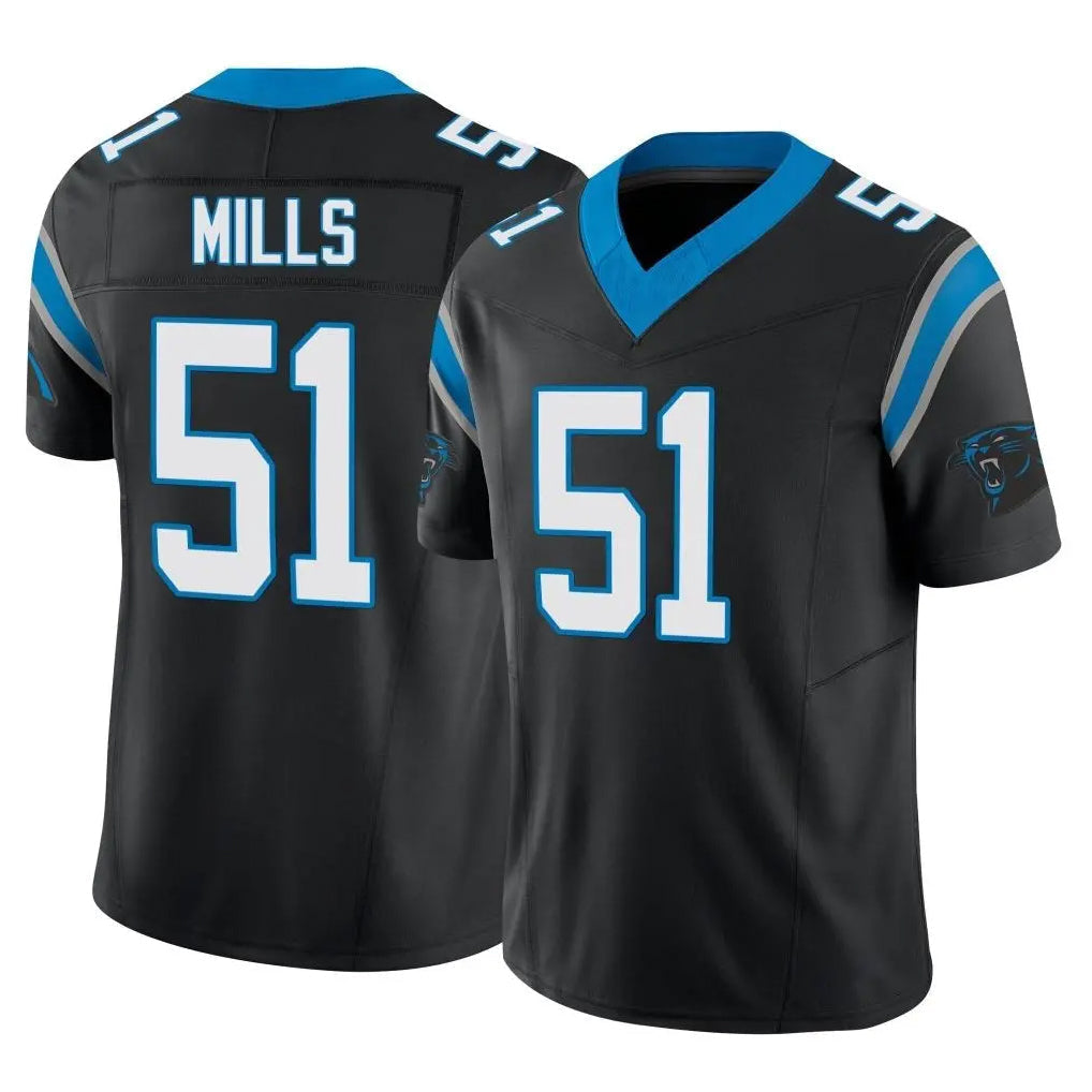 Tlead C.Panthers #51 Sam Mills Player Black Vapor F.U.S.E. Limited Home Game Stitched Jerseys