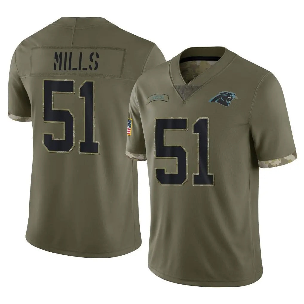 Tlead C.Panthers #51 Sam Mills Player Olive Salute to Service Game Stitched Jerseys