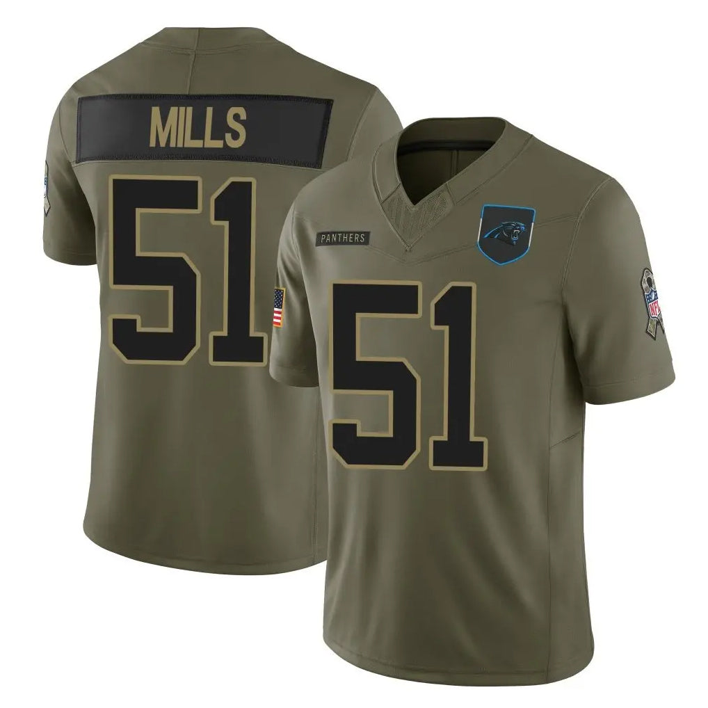 Tlead C.Panthers #51 Sam Mills Player Olive Salute to Service Limited Home Game Stitched Jerseys