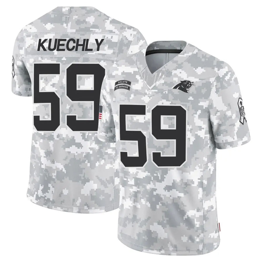 Tlead C.Panthers #59 Luke Kuechly Player Arctic Camo Salute to Service Limited Stitched Jerseys