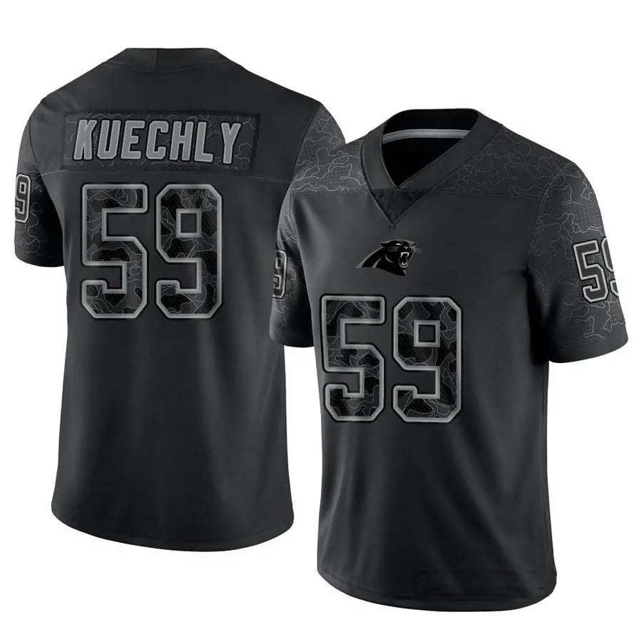 Tlead C.Panthers #59 Luke Kuechly Player Black REFLECTIVE Limited Stitched Jerseys