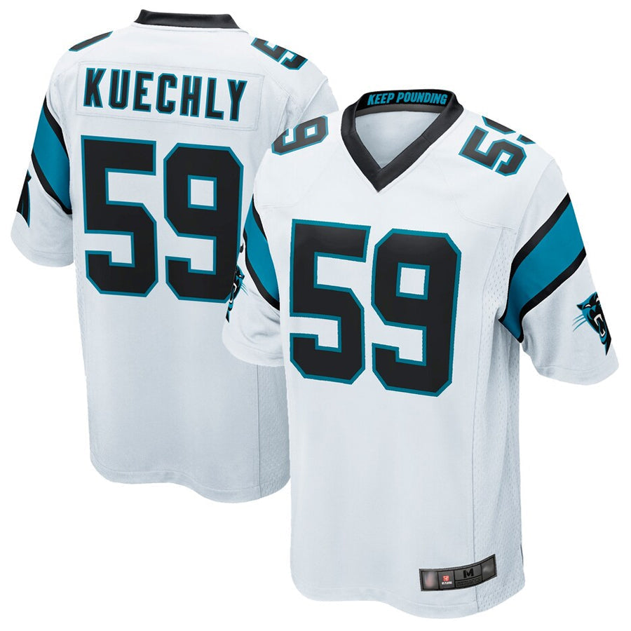 Tlead C.Panthers #59 Luke Kuechly Player White Home Game Stitched Jerseys
