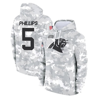 Tlead C.Panthers #5 Jaelan Phillips Player Arctic Camo Salute to Service Pullover Hoodies Limited Game Stitched Jerseys
