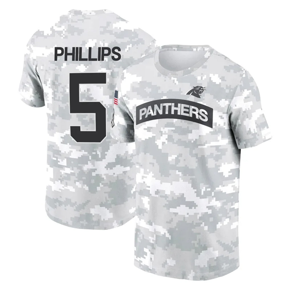Tlead C.Panthers #5 Jaelan Phillips Player Arctic Camo Salute to Service T-Shirt Hoodies Stitched Jerseys