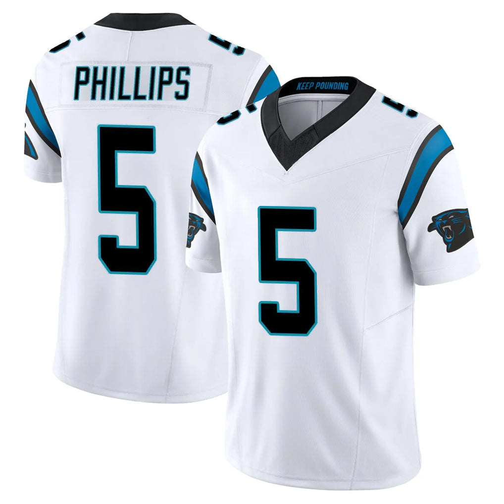 Tlead C.Panthers #5 Jaelan Phillips Player White Vapor F.U.S.E. Limited Home Game Stitched Jerseys