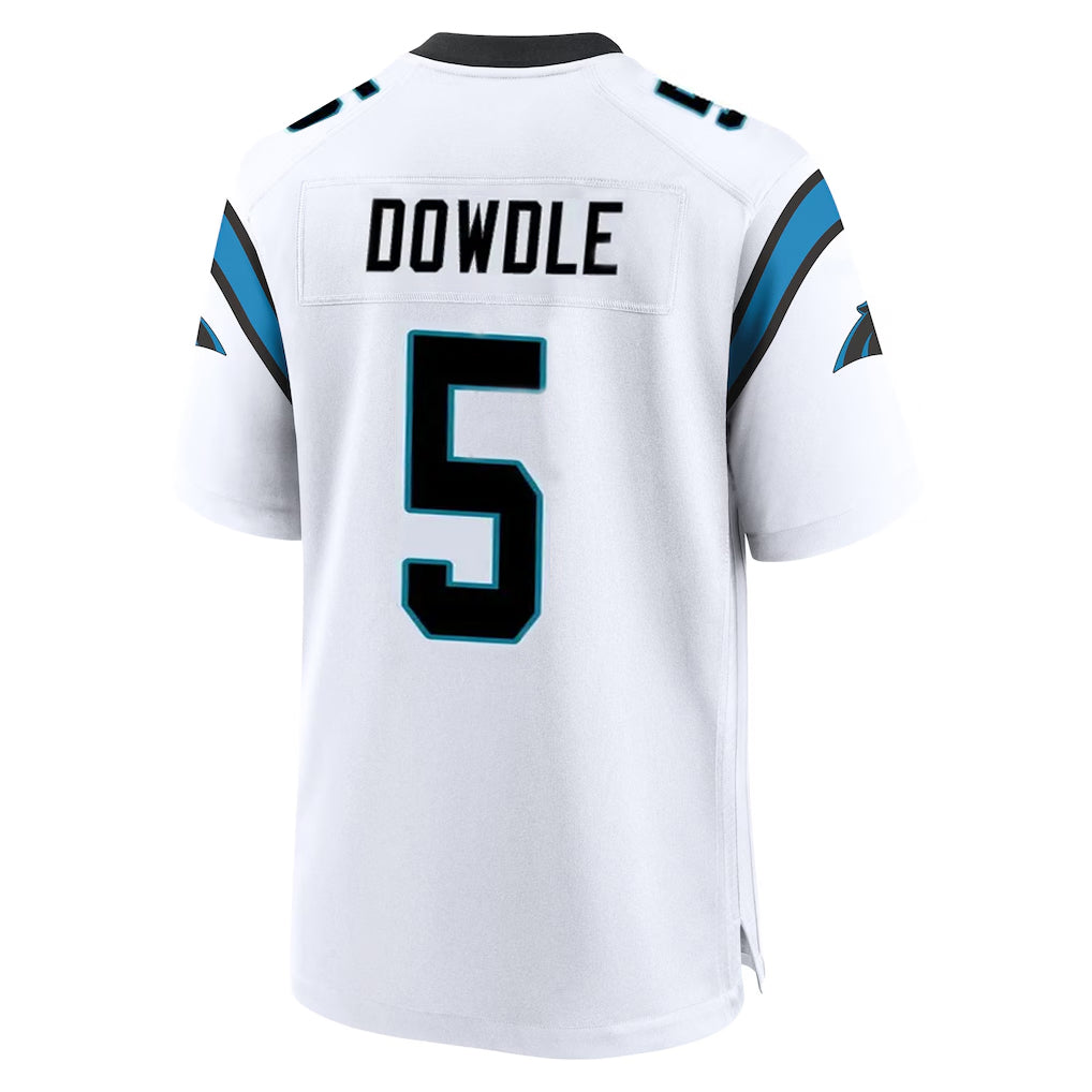Tlead C.Panthers #5 Rico Dowdle Player White Home Game Stitched Jerseys