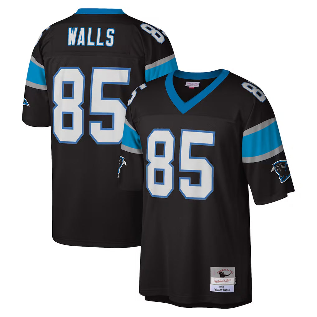 Tlead C.Panthers #85 Wesley Walls Player Black Mitchell & Ness Legacy Replica Stitched Jerseys