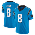 Tlead C.Panthers #8 Jaycee Horn Player Blue Vapor F.U.S.E. Limited Home Game Stitched Jerseys