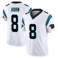 Tlead C.Panthers #8 Jaycee Horn Player White Vapor F.U.S.E. Limited Home Game Stitched Jerseys