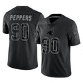 Tlead C.Panthers #90 Julius Peppers Player Black Limited Reflective Game Stitched Jerseys