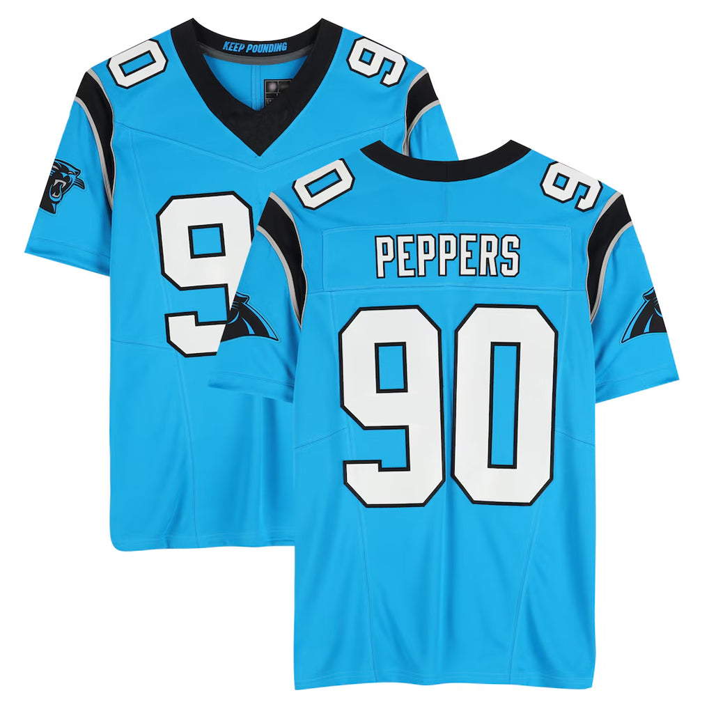 Tlead C.Panthers #90 Julius Peppers Player Blue Mitchell & Ness Legacy Replica Stitched Jerseys