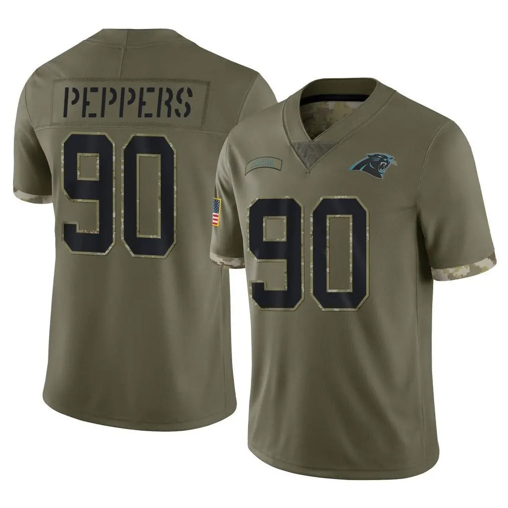 Tlead C.Panthers #90 Julius Peppers Player Olive Salute to Service Game Stitched Jerseys
