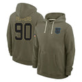Tlead C.Panthers #90 Julius Peppers Player Olive Salute to Service Hoodies Game Stitched Jerseys