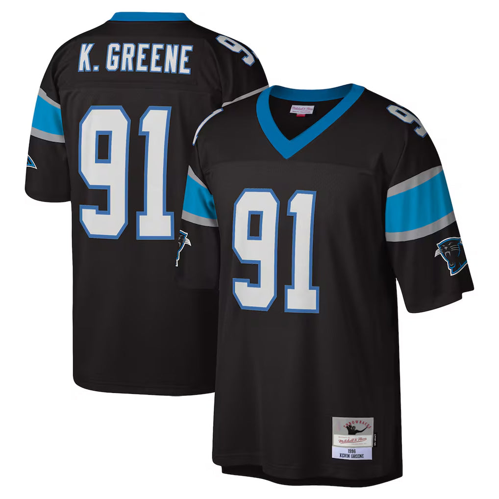 Tlead C.Panthers #91 Kevin Greene Player Black Mitchell & Ness Legacy Replica Stitched Jerseys