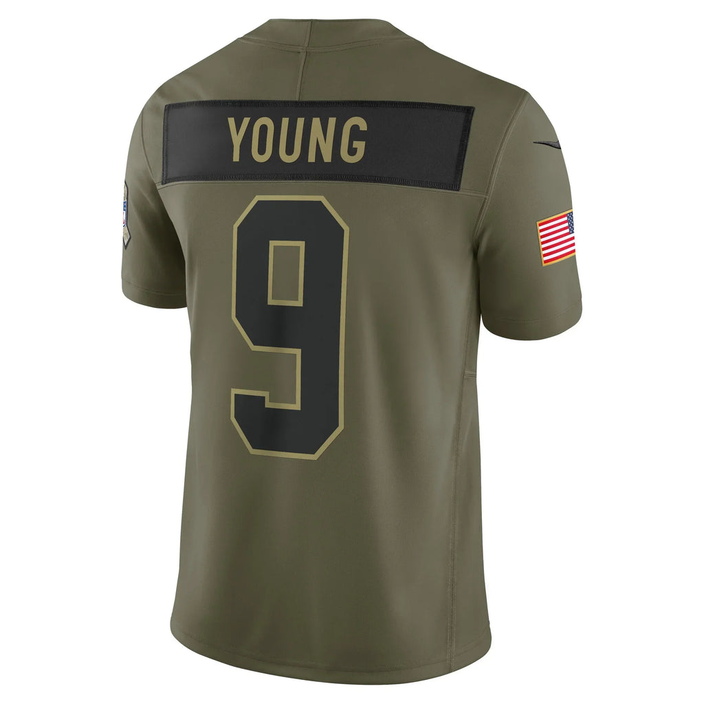 Tlead C.Panthers #9 Bryce Young Olive 2025 Salute to Service Limited Stitched Jerseys