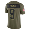 Tlead C.Panthers #9 Bryce Young Olive 2025 Salute to Service Limited Stitched Jerseys