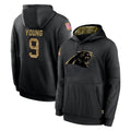 Tlead C.Panthers #9 Bryce Young Player Black Salute to Service Pullover Hoodies Limited Game Stitched Jerseys