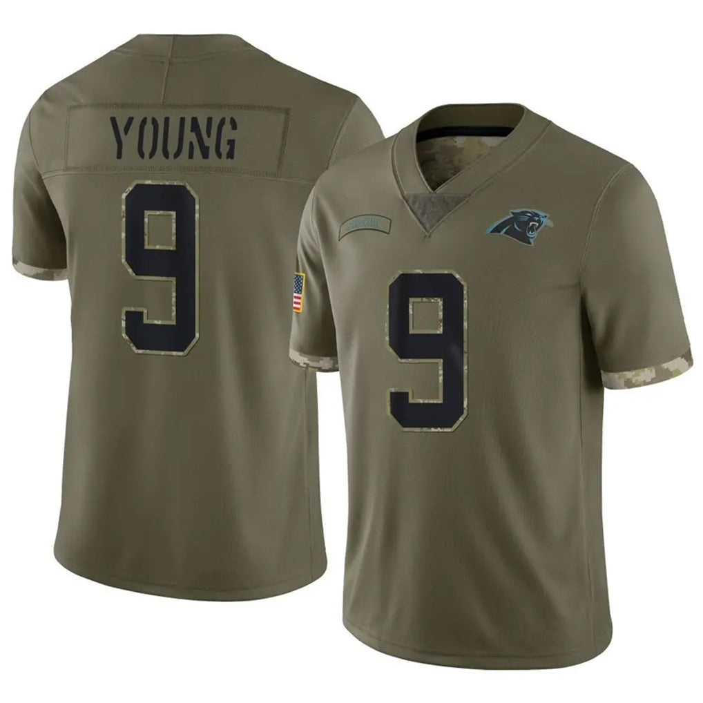 Tlead C.Panthers #9 Bryce Young Player Olive Salute To Service Limited Stitched Jerseys
