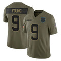 Tlead C.Panthers #9 Bryce Young Player Olive Salute to Service Limited Home Game Stitched Jerseys